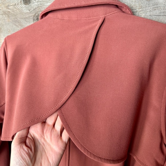 Abercrombie & Fitch Womens Drape Trench Coat Belted Rust Terracotta Size M - Picture 9 of 12